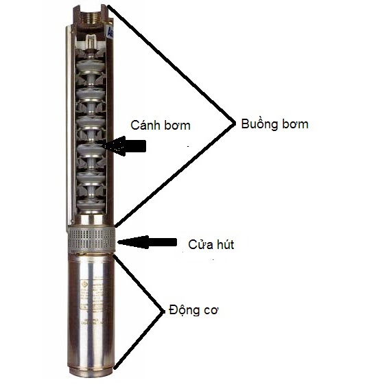 cấu tạo bơm chìm giếng khoan