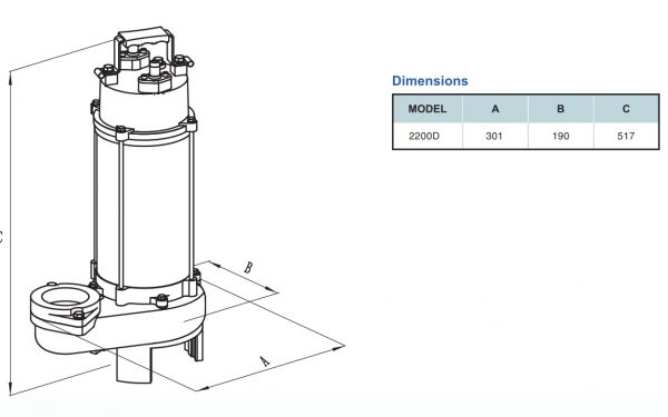 Chi tiết kích thước sản phẩm VR2200D